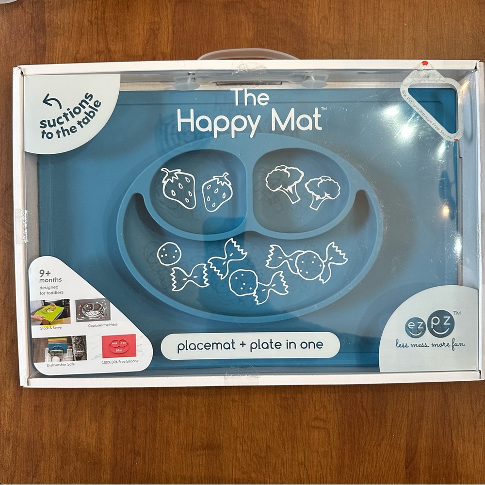 EZPZ The Happy Mat Placemat + Plate in Blue - NWT